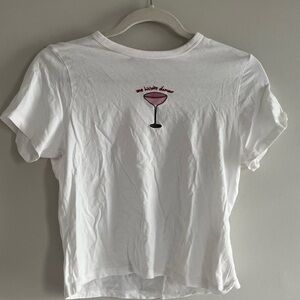 Abercrombie & Fitch White Tee with Pink Graphic